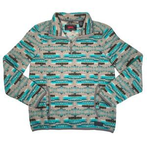 Rock & Roll Denim Womens Small Aztec Western Print Quarter Zip Pullover Sweater